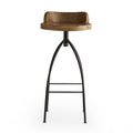 Tabouret de bar pivotant industriel en fer et bois avec finition en cire naturelle pour cuisine et salle à manger