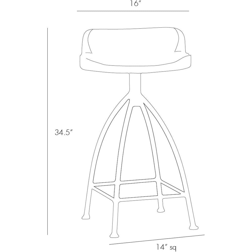 Tabouret de bar pivotant industriel en fer et bois avec finition en cire naturelle pour cuisine et salle à manger