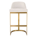 Tabouret de bar contemporain en métal et tissu d'ameublement avec cadre en laiton brossé pour cuisine et salle à manger