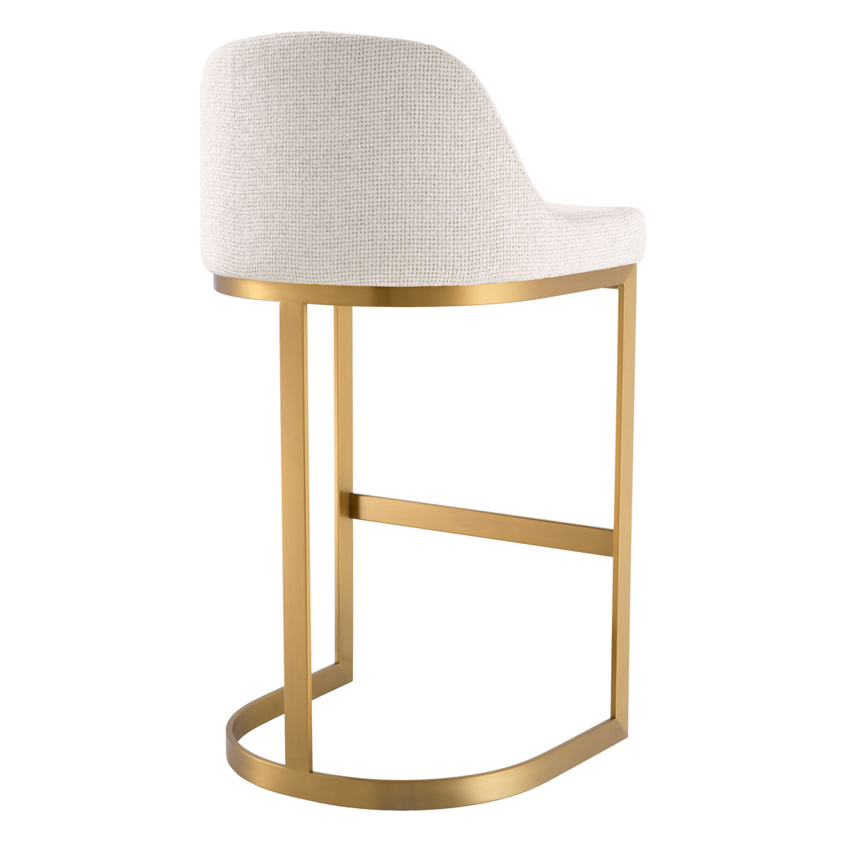 Tabouret de bar contemporain en métal et tissu d'ameublement avec cadre en laiton brossé pour cuisine et salle à manger