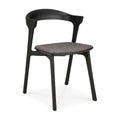 Chaise de salle à manger sculpturale en chêne et tissu avec assise rembourrée
