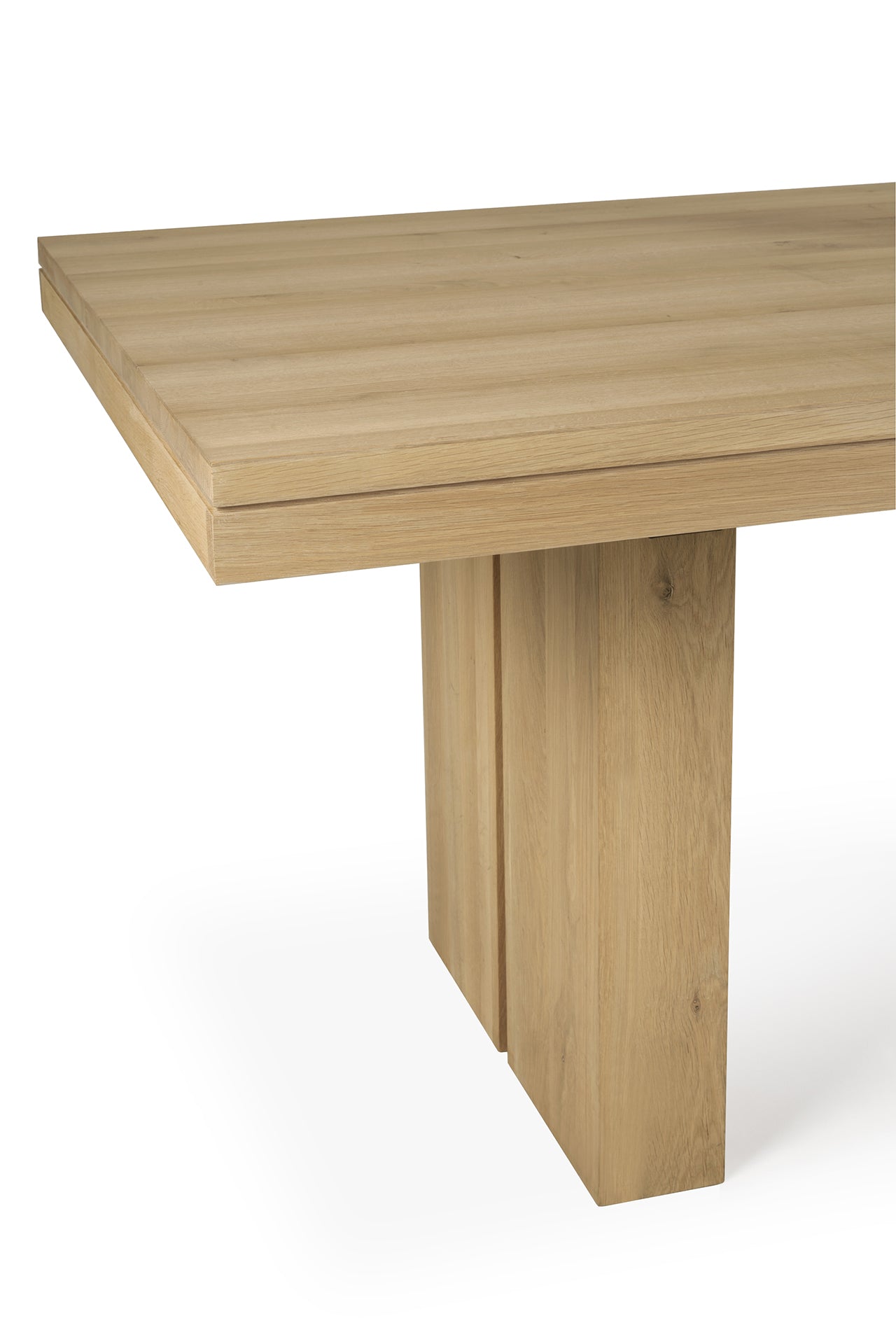 Table à manger extensible contemporaine en chêne massif avec système de rallonge intégré pour salle à manger