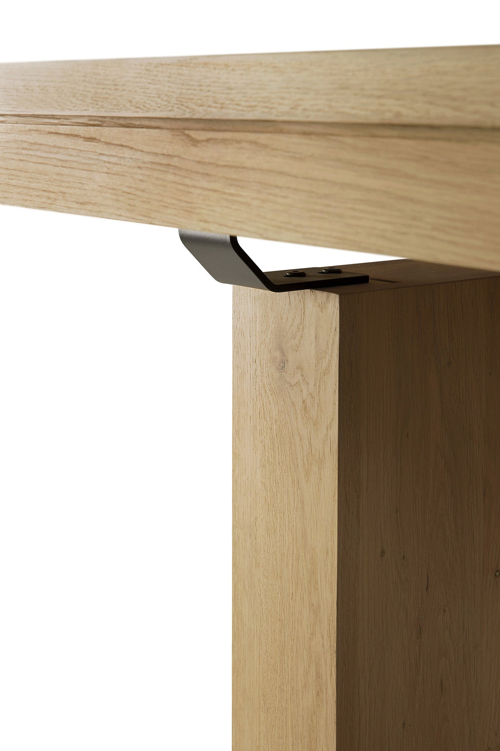 Table à manger extensible contemporaine en chêne massif avec système de rallonge intégré pour salle à manger