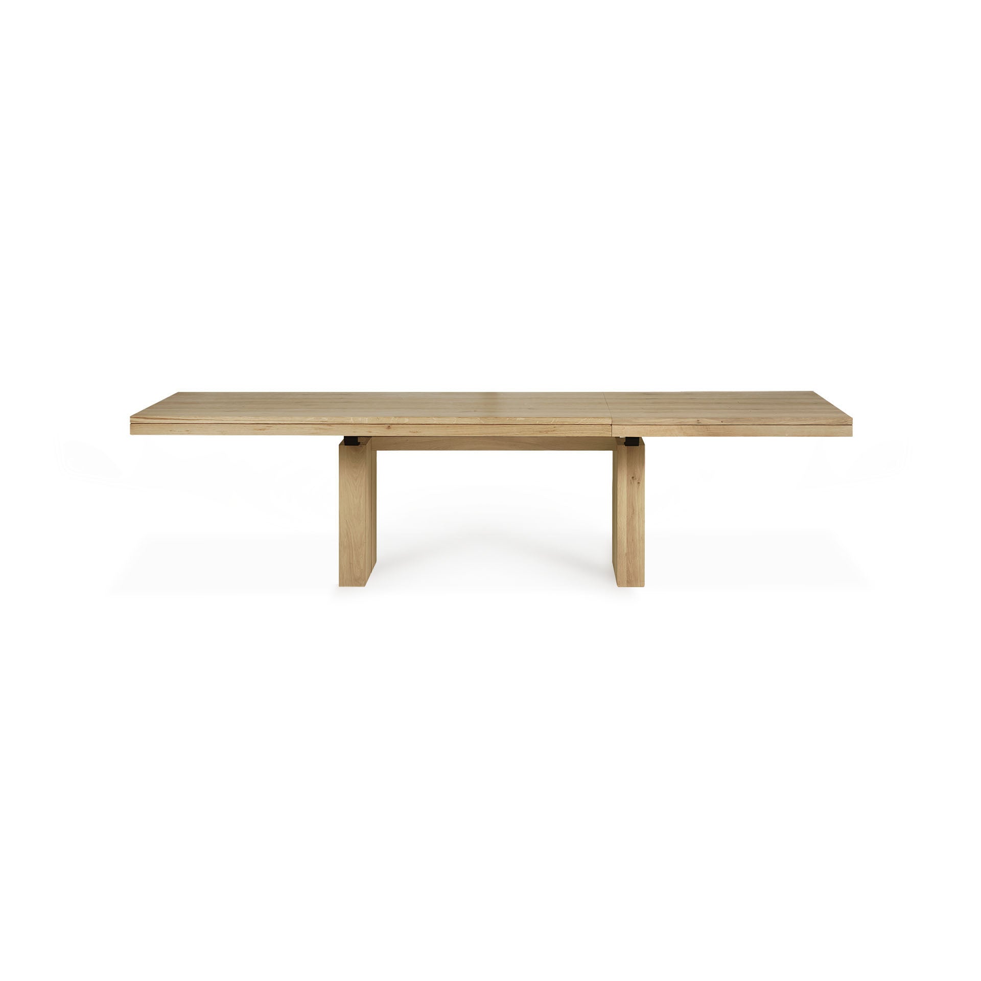 Table à manger extensible contemporaine en chêne massif avec système de rallonge intégré pour salle à manger