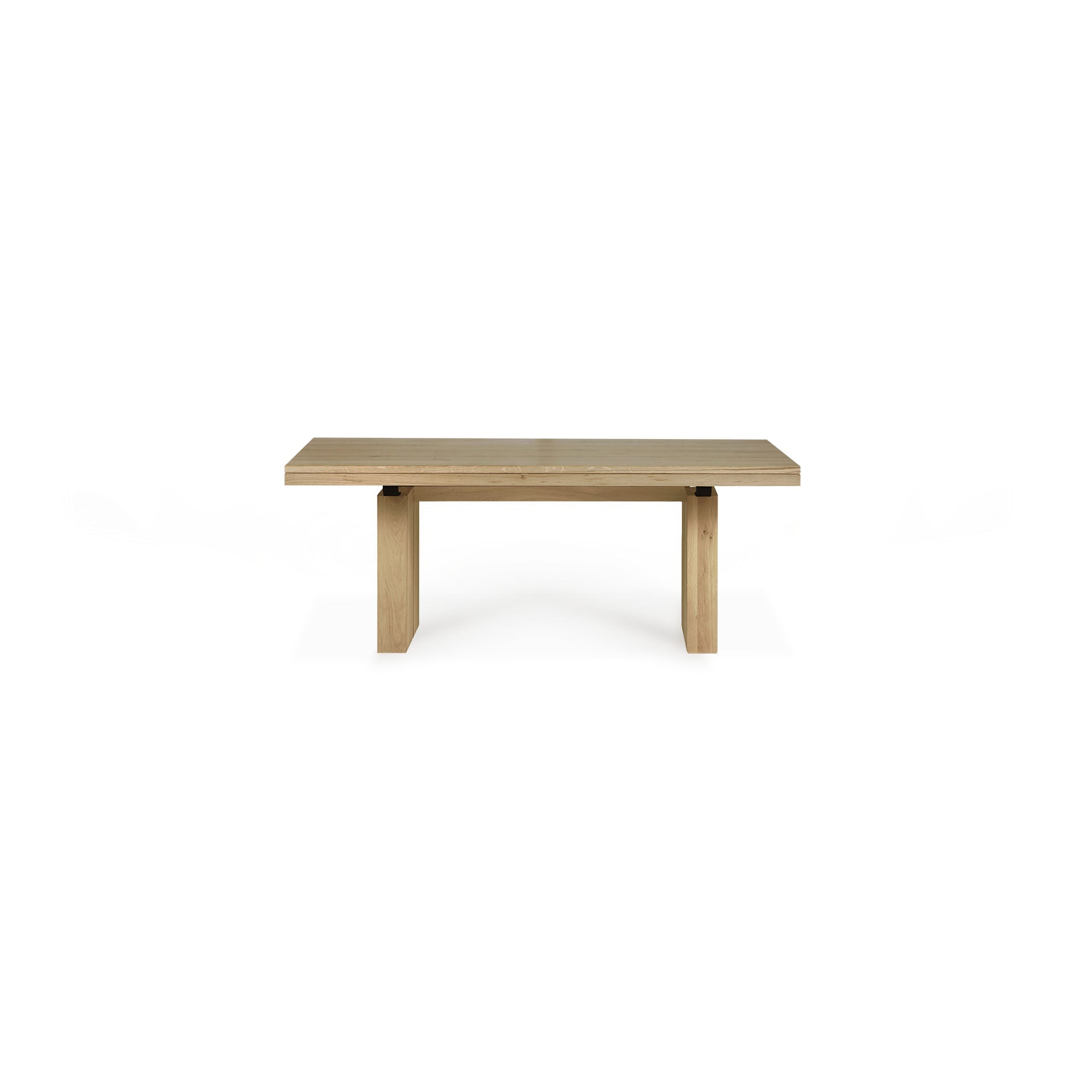 Table à manger extensible contemporaine en chêne massif avec système de rallonge intégré pour salle à manger