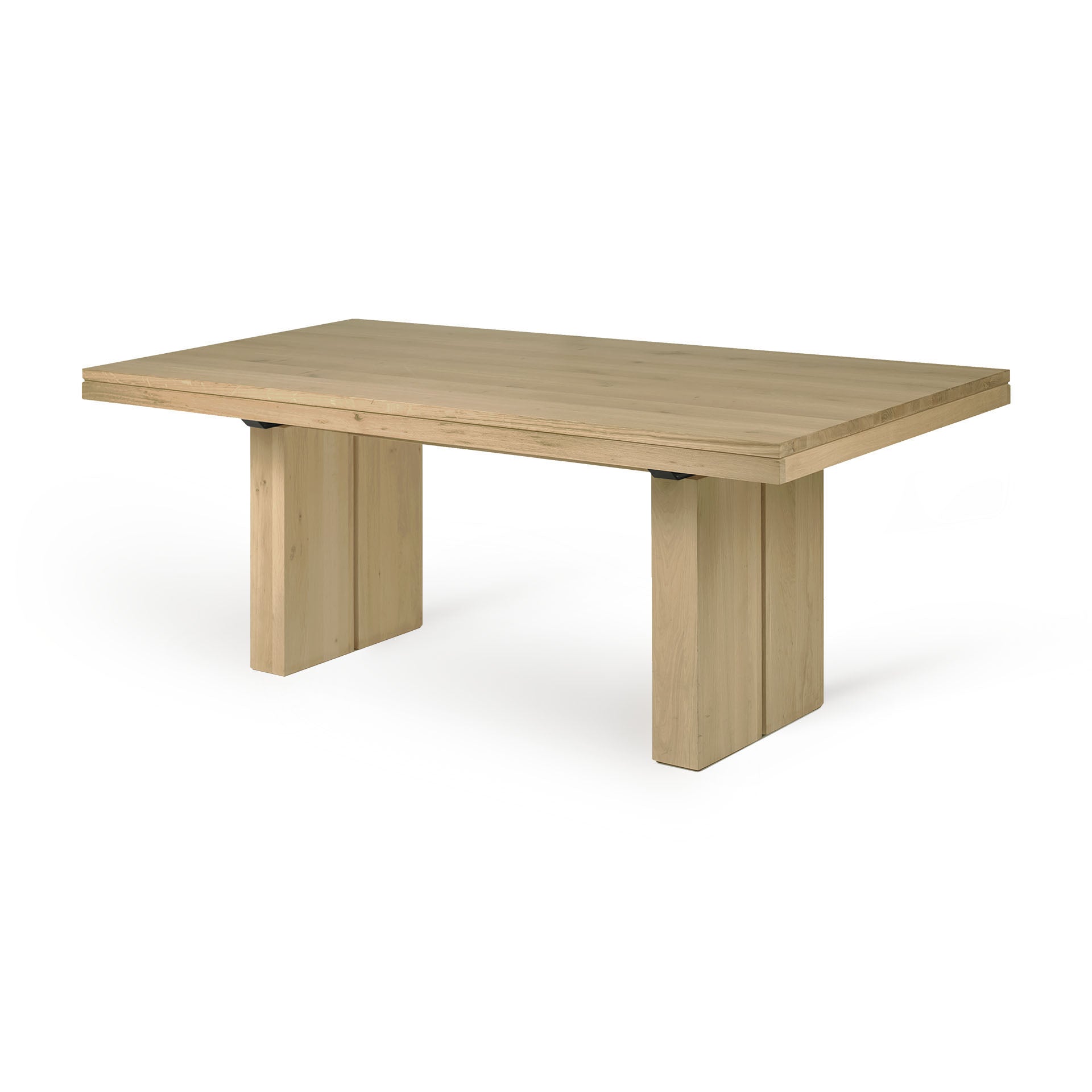 Table à manger extensible contemporaine en chêne massif avec système de rallonge intégré pour salle à manger