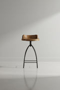 Tabouret de comptoir pivotant rustique en fer et bois avec finition antique sablée pour cuisine et salle à manger