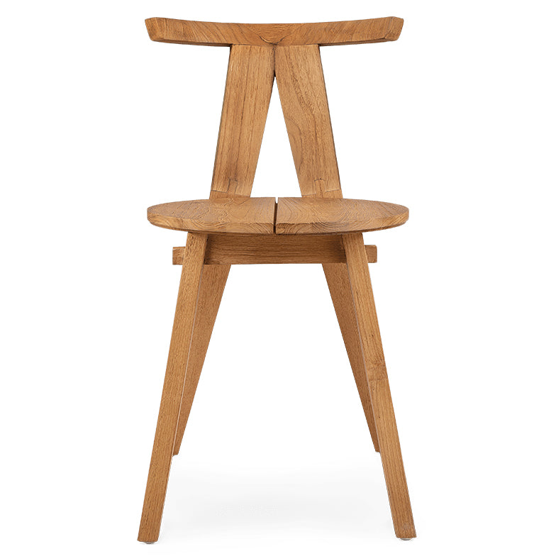 Chaise de salle à manger rustique en teck recyclé avec structure en A pour salle à manger