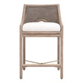 Tabouret de comptoir de transition en acajou et vannerie avec assise coussinée pour cuisine et salle à manger
