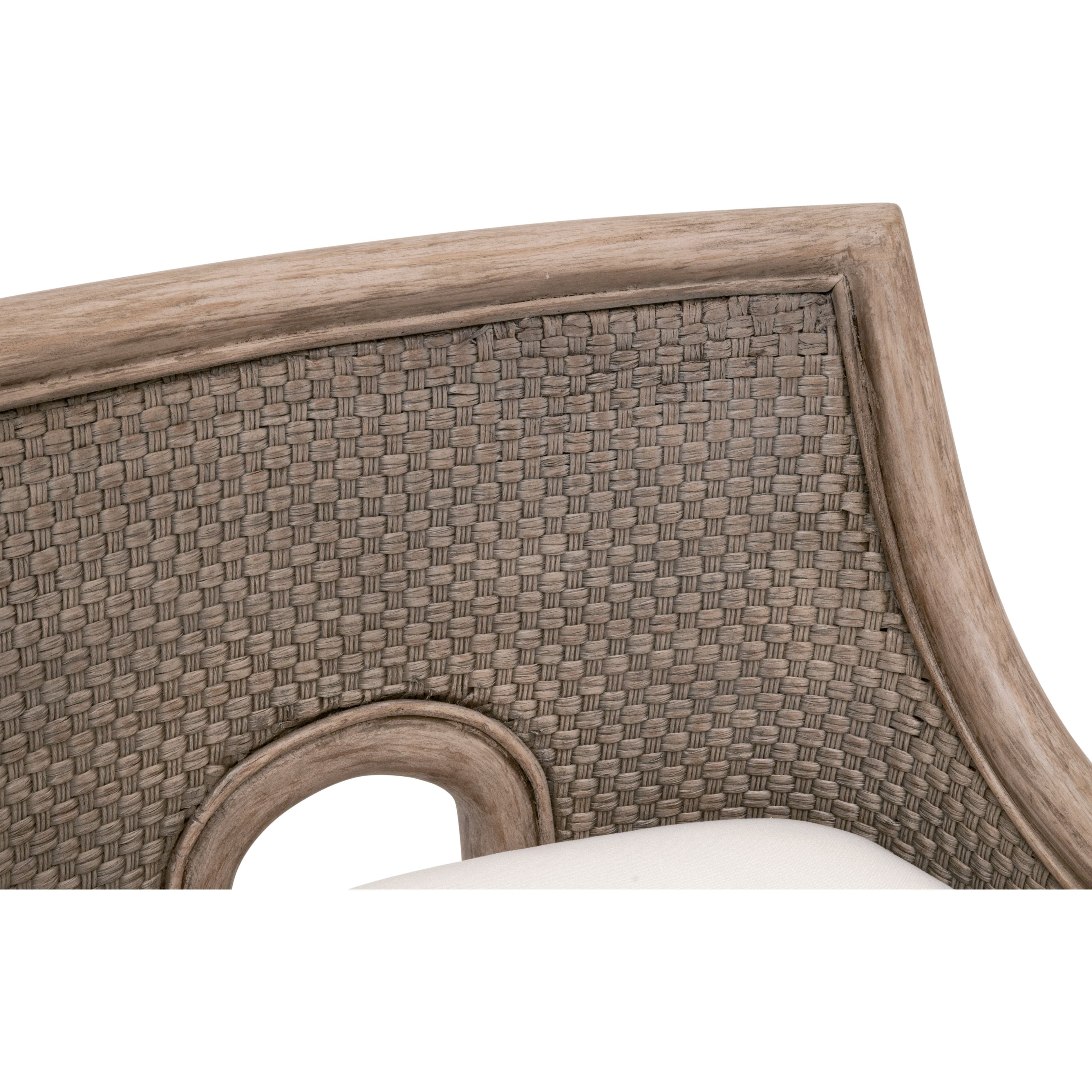 Tabouret de comptoir de transition en acajou et vannerie avec assise coussinée pour cuisine et salle à manger