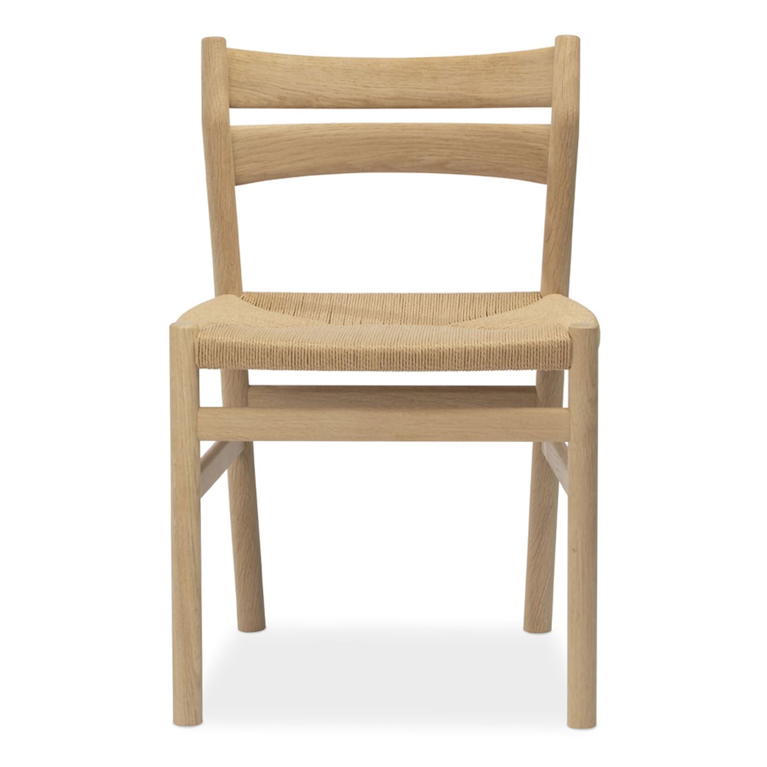 Chaise de salle à manger danoise en chêne massif avec assise en corde de papier tressée à la main