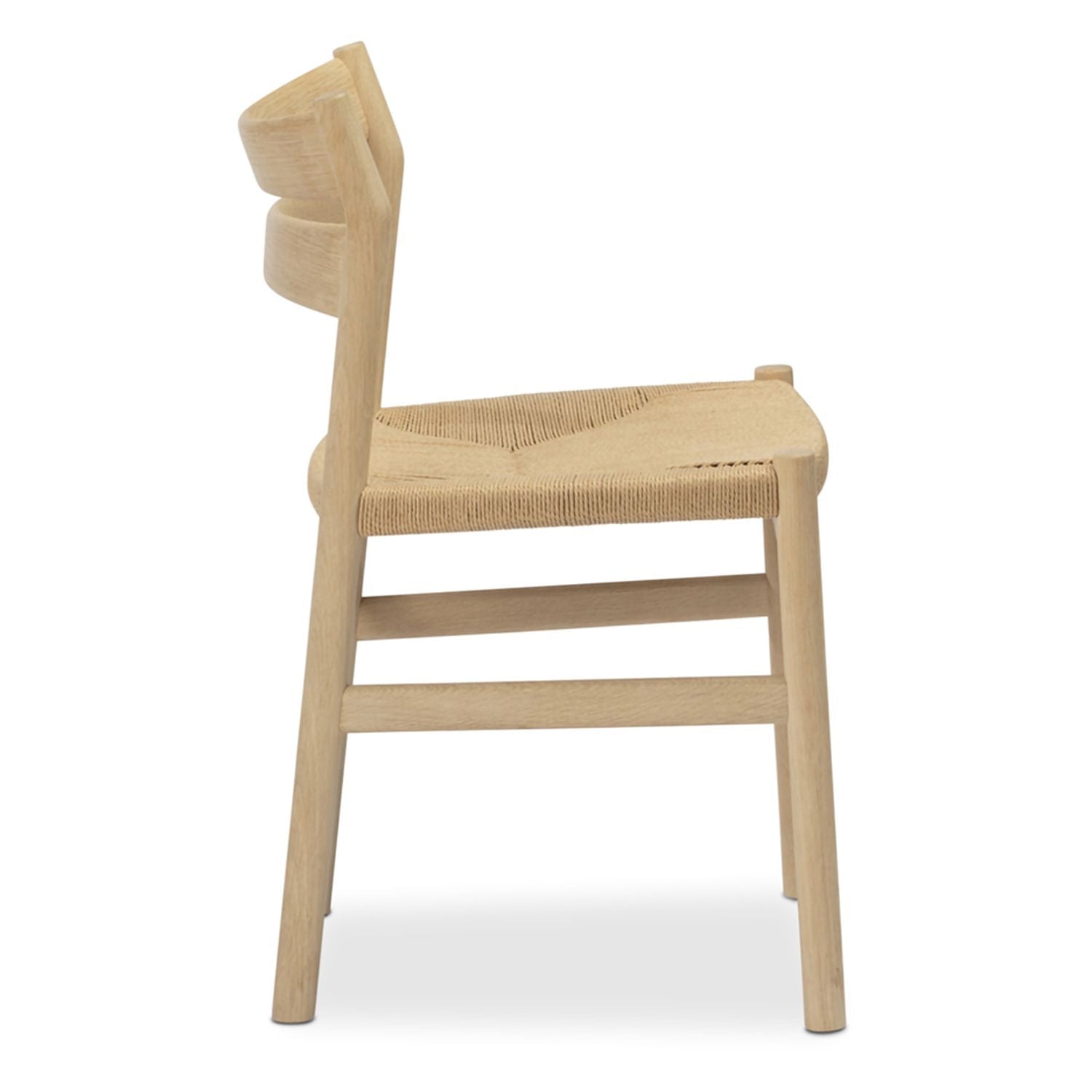 Chaise de salle à manger danoise en chêne massif avec assise en corde de papier tressée à la main