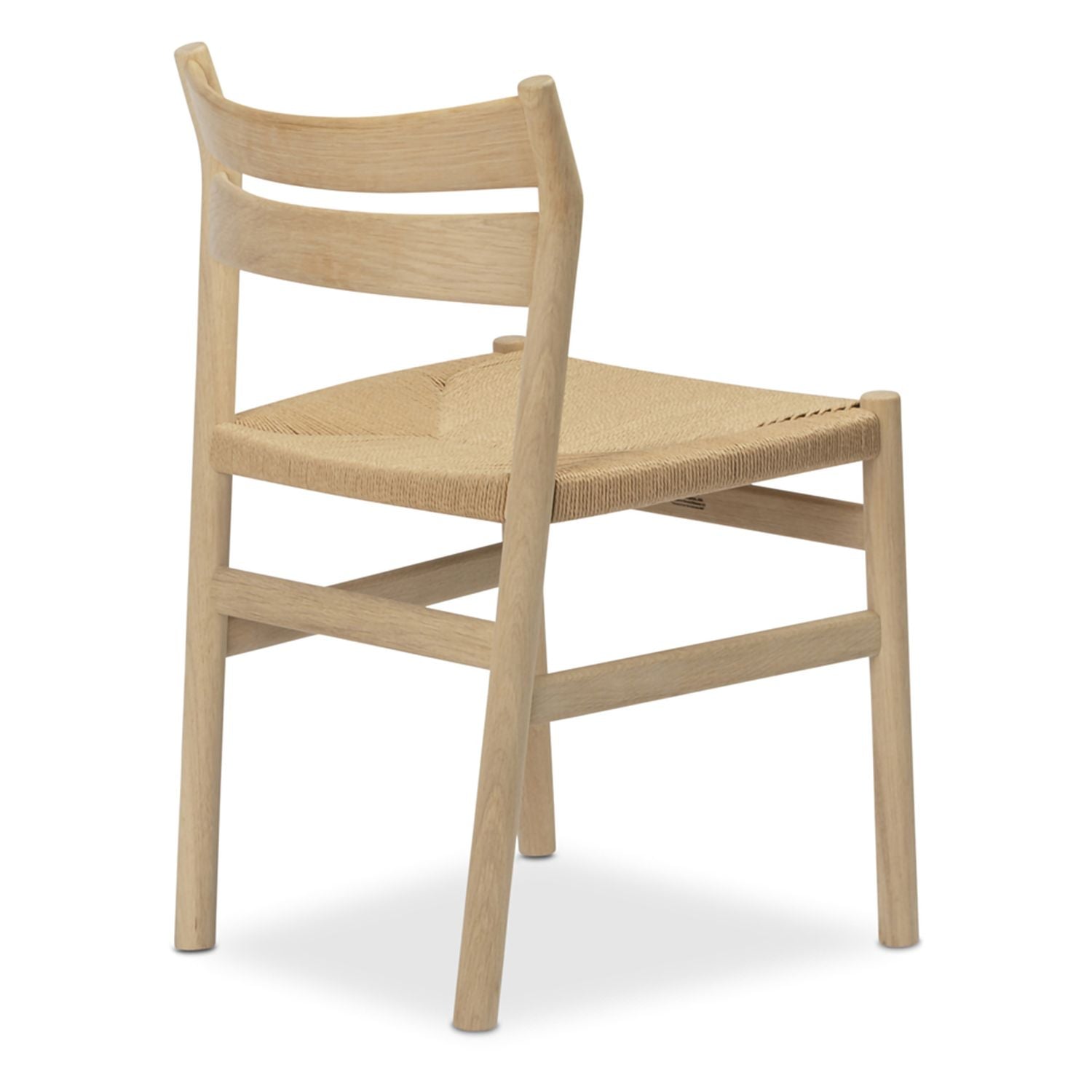Chaise de salle à manger danoise en chêne massif avec assise en corde de papier tressée à la main