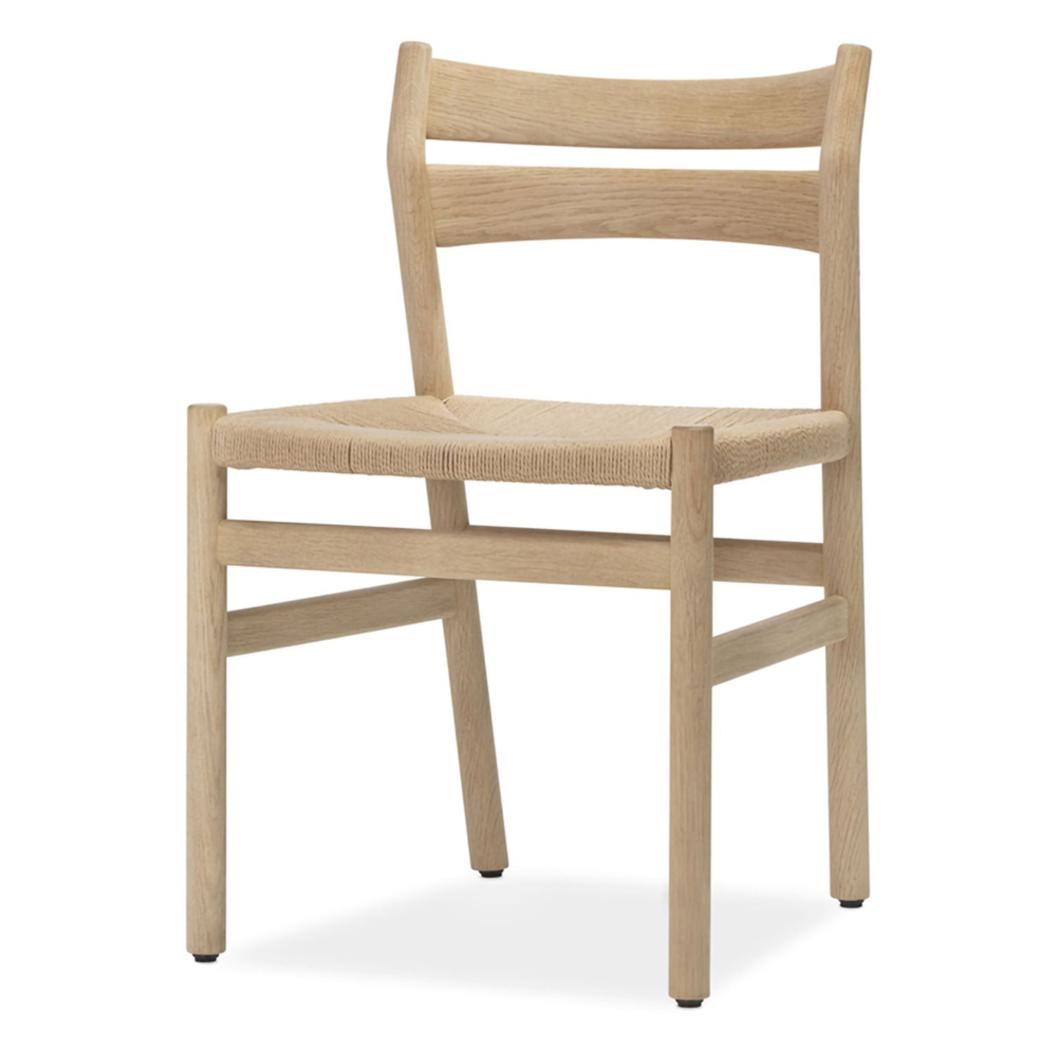 Chaise de salle à manger danoise en chêne massif avec assise en corde de papier tressée à la main