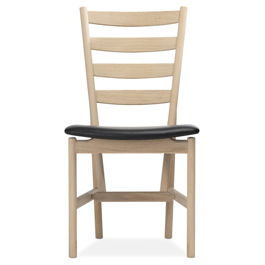 Chaise de salle à manger classique en chêne massif et cuir avec assise rembourrée moelleuse pour salle à manger