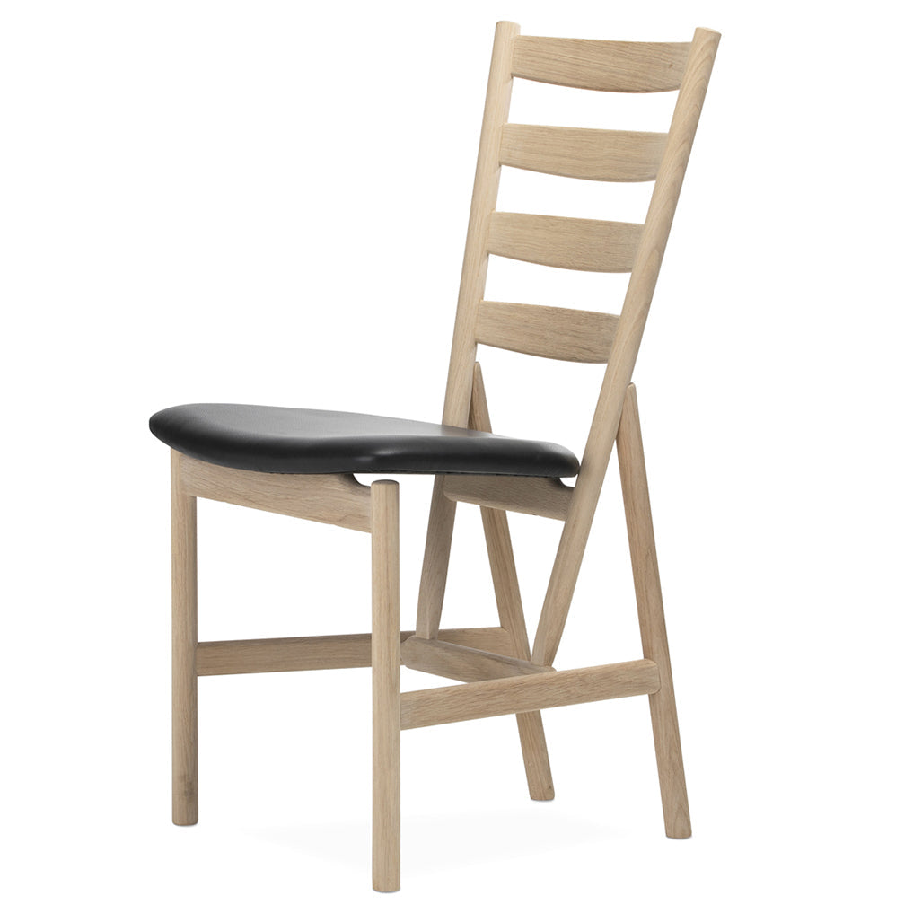 Chaise de salle à manger classique en chêne massif et cuir avec assise rembourrée moelleuse pour salle à manger