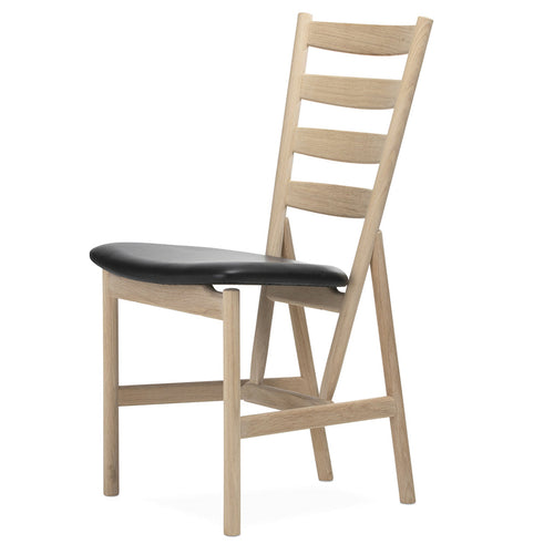Chaise de salle à manger classique en chêne massif et cuir avec assise rembourrée moelleuse pour salle à manger