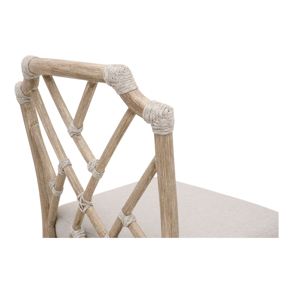 Tabouret de comptoir Coastal Mahogany et corde taupe avec dossier tissé et coussin en oléfine pour cuisine et salle à manger