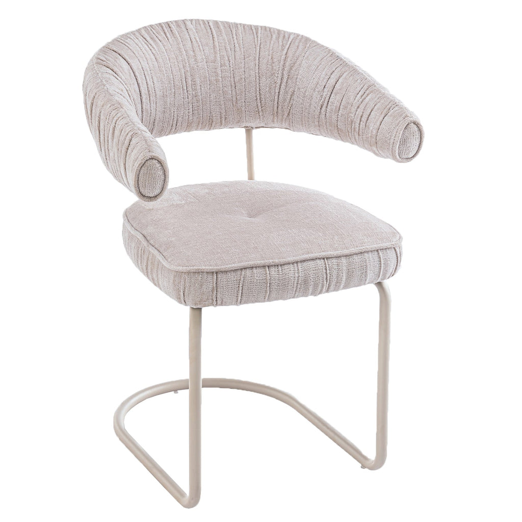 Chaise de salle à manger contemporaine en tissu avec accoudoirs et dossier ergonomique moelleux pour salle à manger