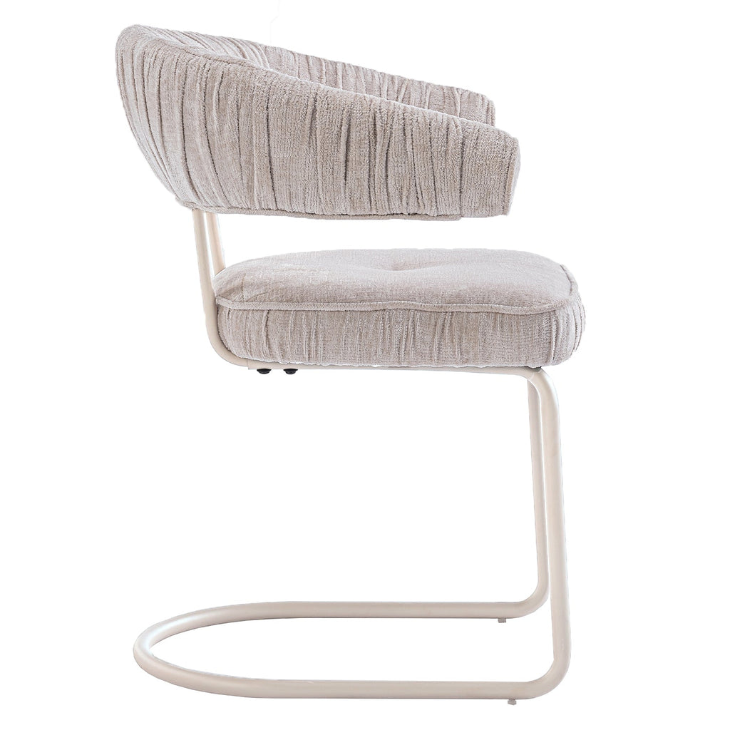 Chaise de salle à manger contemporaine en tissu avec accoudoirs et dossier ergonomique moelleux pour salle à manger