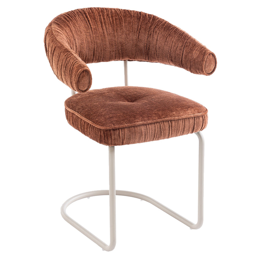 Chaise de salle à manger contemporaine en tissu avec accoudoirs et dossier ergonomique moelleux pour salle à manger