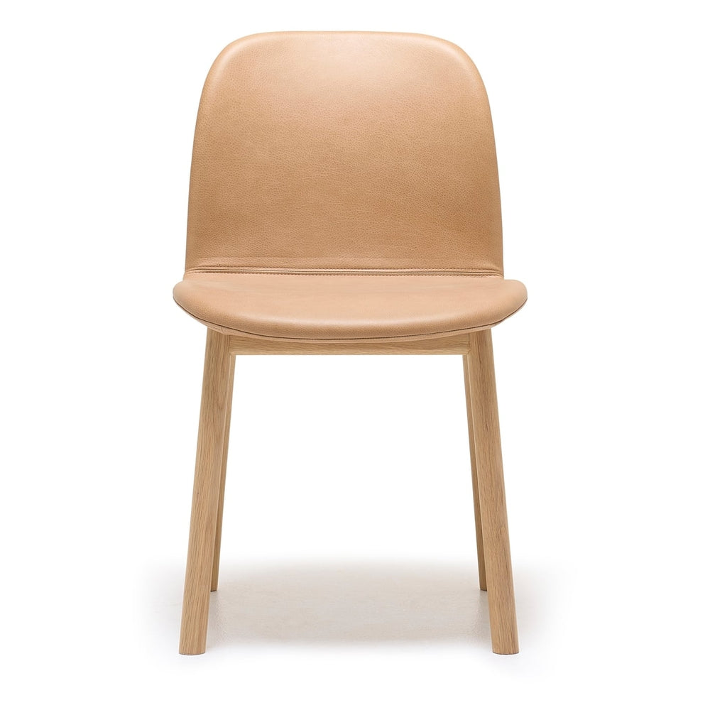 Chaise de salle à manger scandinave en contreplaqué et chêne avec coque ergonomique sinueuse