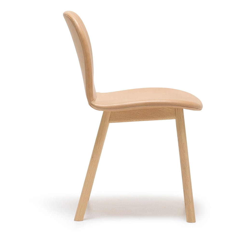 Chaise de salle à manger scandinave en contreplaqué et chêne avec coque ergonomique sinueuse