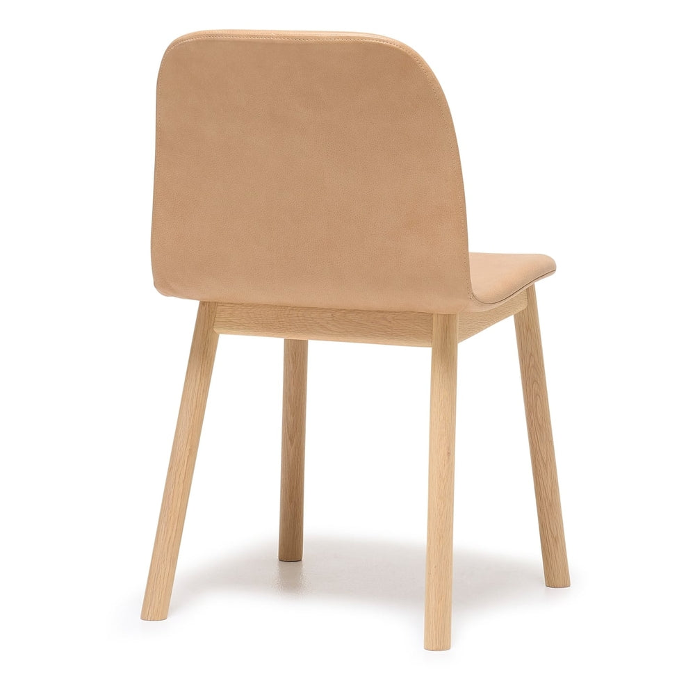 Chaise de salle à manger scandinave en contreplaqué et chêne avec coque ergonomique sinueuse