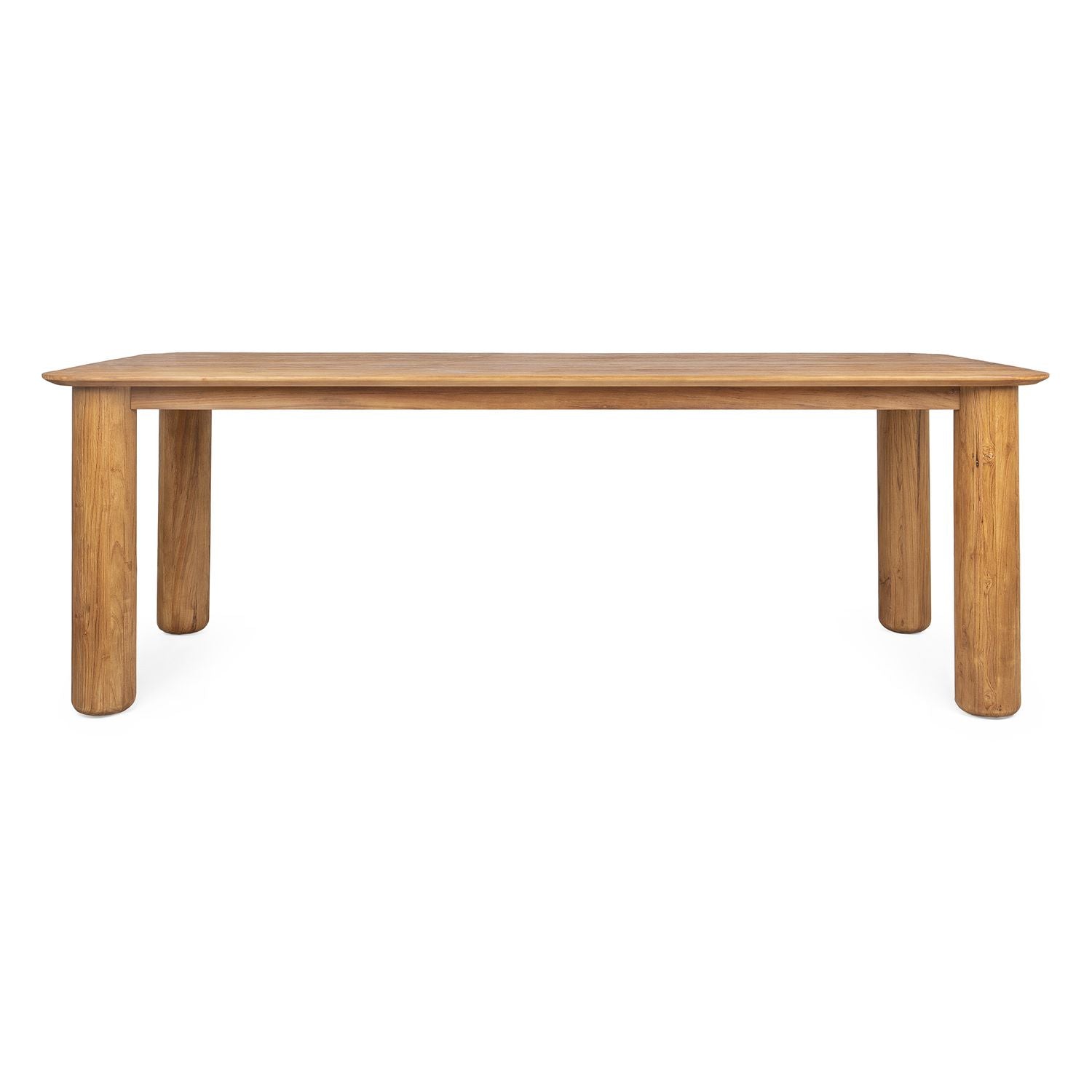 Table à manger rectangulaire rustique en teck recyclé avec pieds tournés en piédestal pour salle à manger