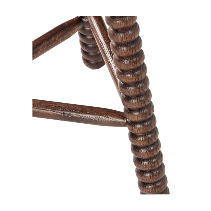 Tabouret de comptoir de style cottage en chêne massif et tissu avec assise rembourrée pour cuisine et salle à manger