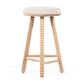 Tabouret de comptoir de style cottage en chêne massif et tissu avec assise rembourrée pour cuisine et salle à manger