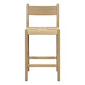 Tabouret de comptoir mi-siècle en chêne massif et corde danoise avec assise tressée pour cuisine et salle à manger