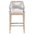Tabouret de bar en acajou côtier et corde plate avec double structure en aluminium et assise rembourrée pour cuisine et salle à manger