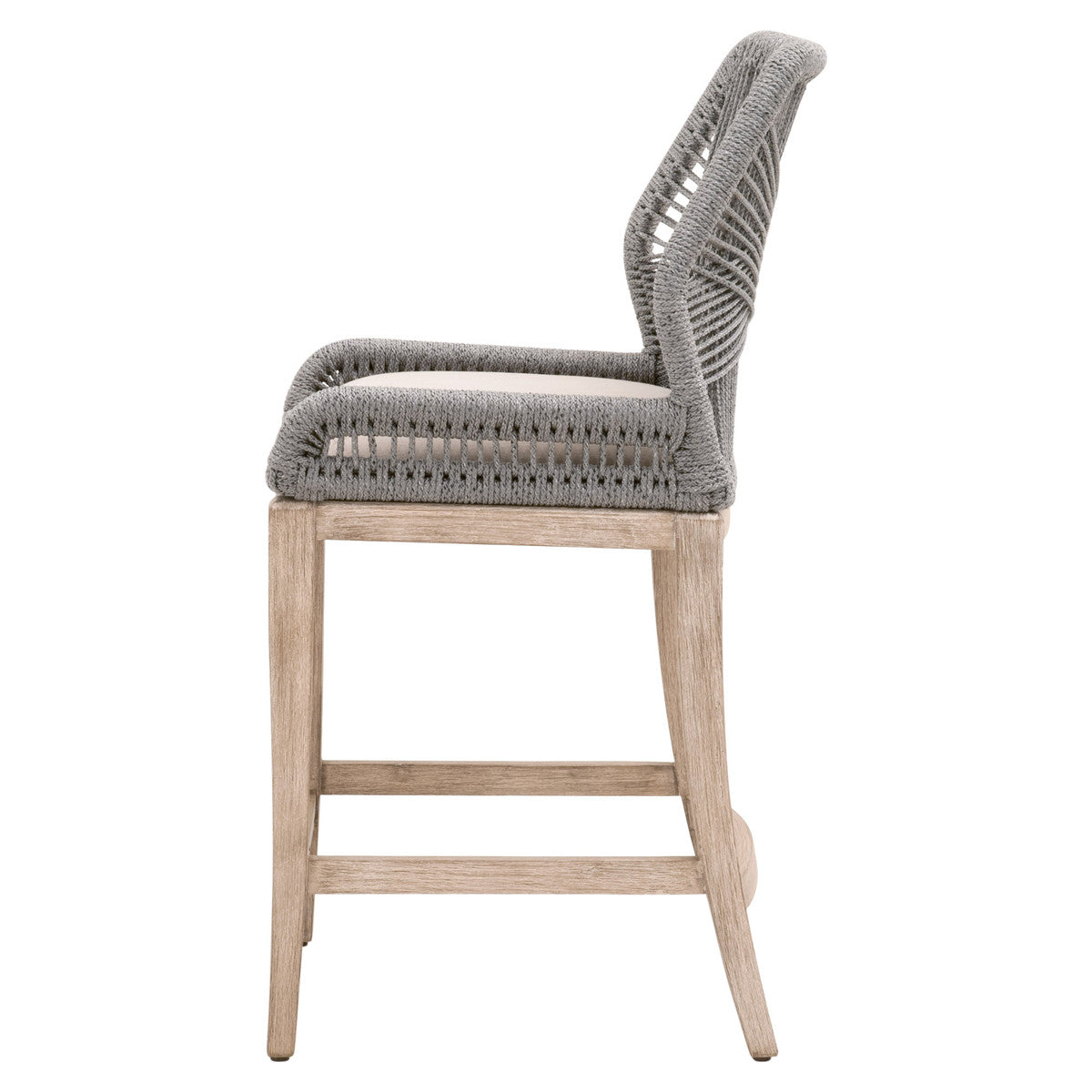 Tabouret de comptoir en Acajou Naturel et Corde avec Double Cadre en Aluminium pour Cuisine et Salle à Manger