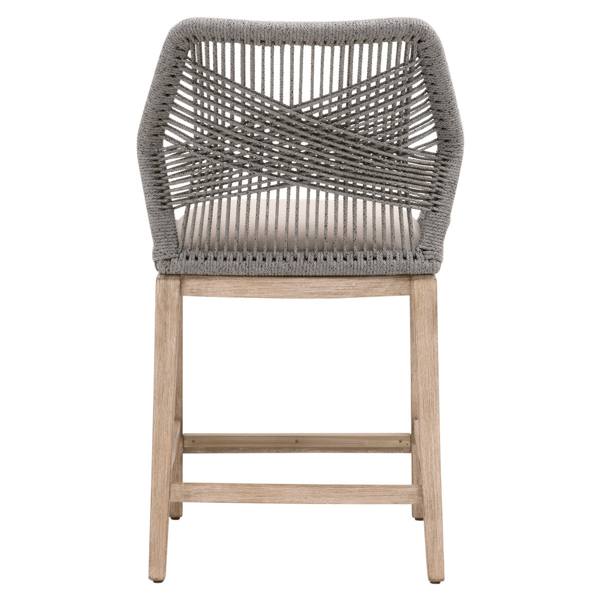Tabouret de comptoir en Acajou Naturel et Corde avec Double Cadre en Aluminium pour Cuisine et Salle à Manger