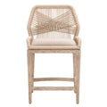 Tabouret de comptoir en Acajou Naturel et Corde avec Double Cadre en Aluminium pour Cuisine et Salle à Manger