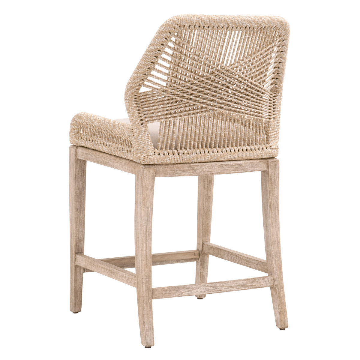 Tabouret de comptoir en Acajou Naturel et Corde avec Double Cadre en Aluminium pour Cuisine et Salle à Manger