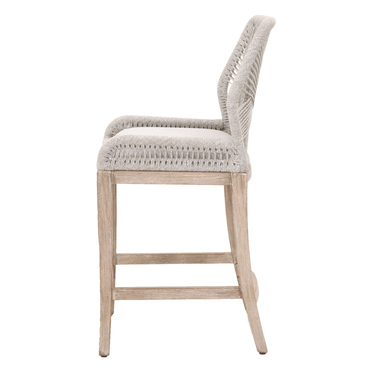 Tabouret de comptoir en Acajou Naturel et Corde avec Double Cadre en Aluminium pour Cuisine et Salle à Manger