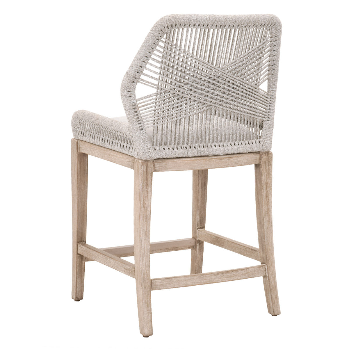 Tabouret de comptoir en Acajou Naturel et Corde avec Double Cadre en Aluminium pour Cuisine et Salle à Manger