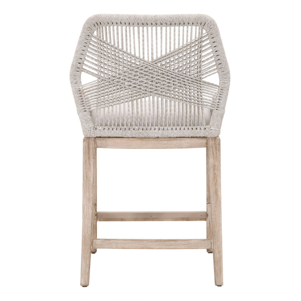 Tabouret de comptoir en Acajou Naturel et Corde avec Double Cadre en Aluminium pour Cuisine et Salle à Manger