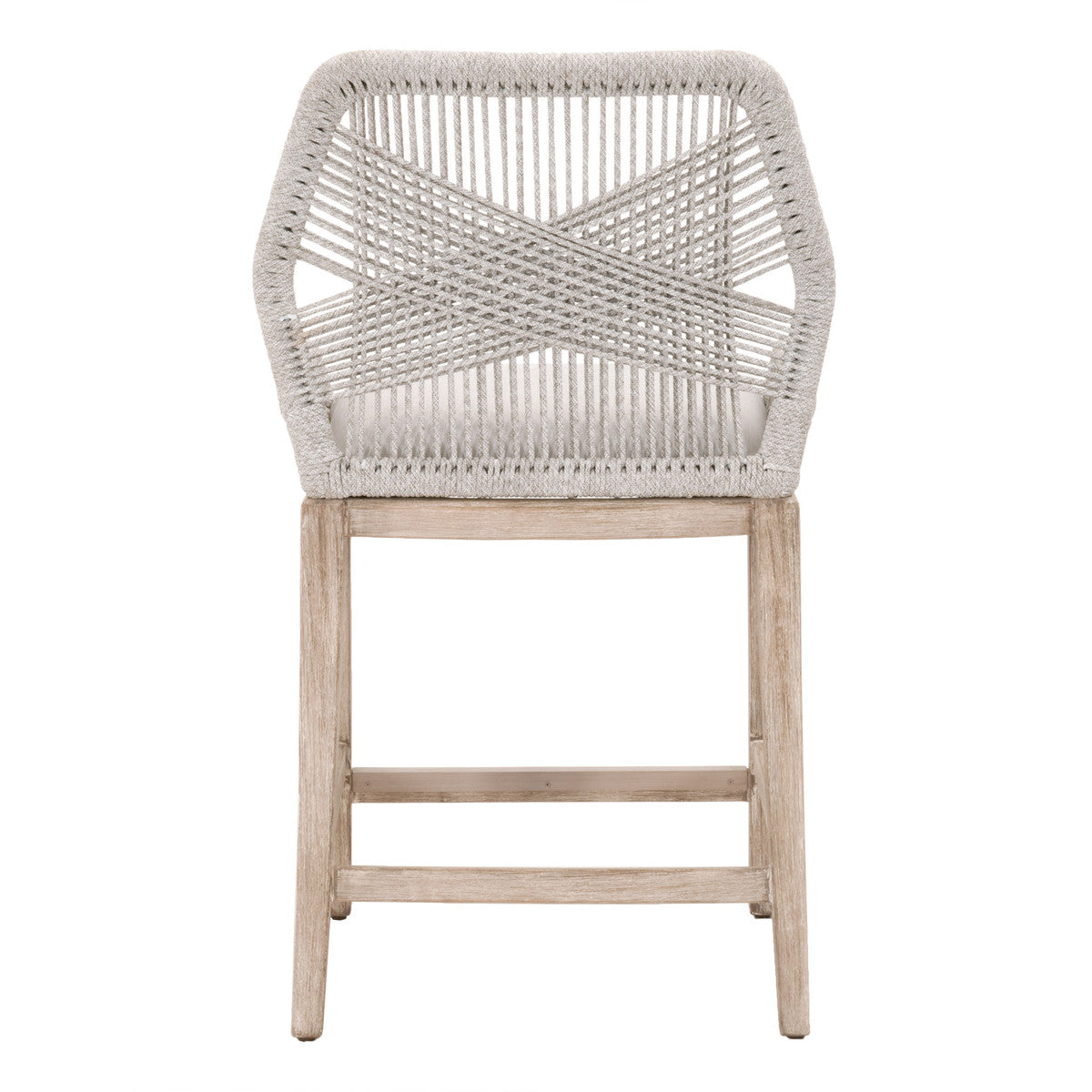 Tabouret de comptoir en Acajou Naturel et Corde avec Double Cadre en Aluminium pour Cuisine et Salle à Manger