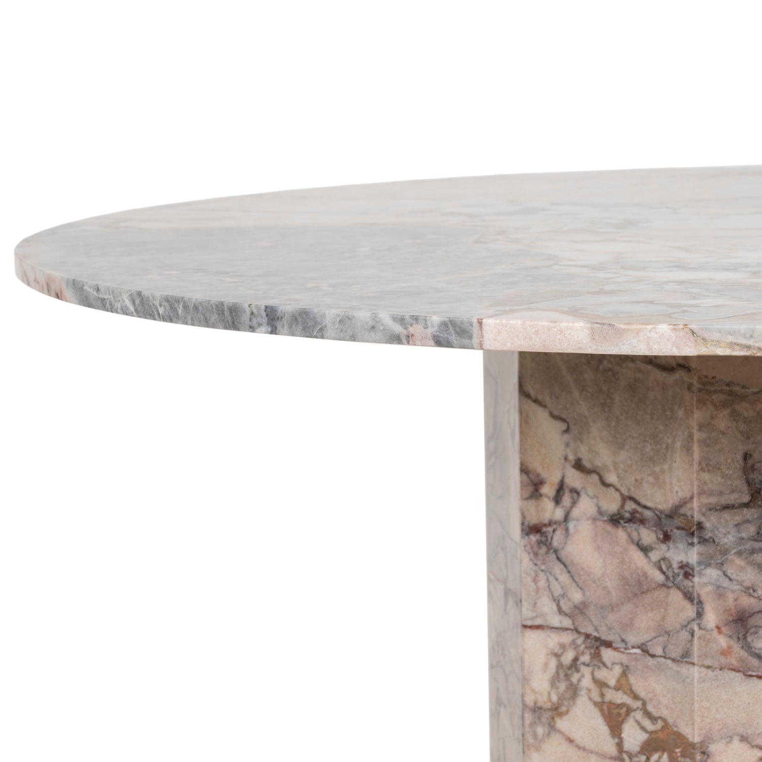 Table à manger Statement Stone Drum avec plateau en travertin ou en marbre pour salle à manger