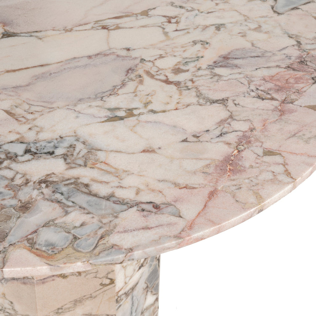 Table à manger Statement Stone Drum avec plateau en travertin ou en marbre pour salle à manger