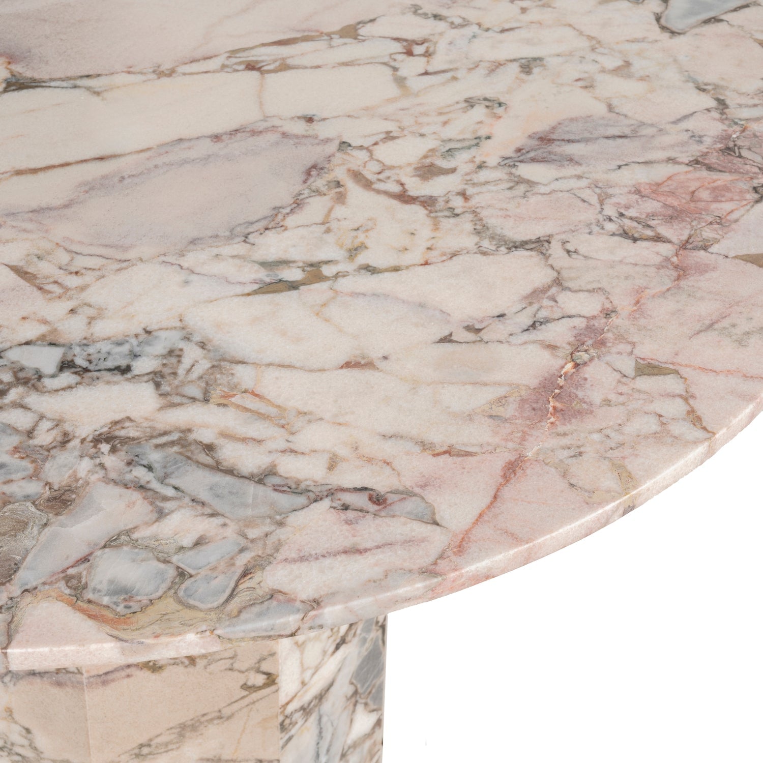 Table à manger Statement Stone Drum avec plateau en travertin ou en marbre pour salle à manger