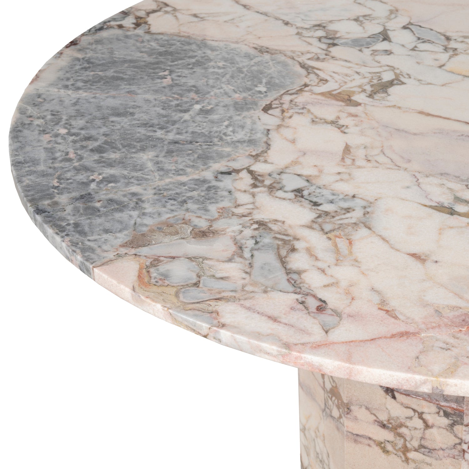 Table à manger Statement Stone Drum avec plateau en travertin ou en marbre pour salle à manger