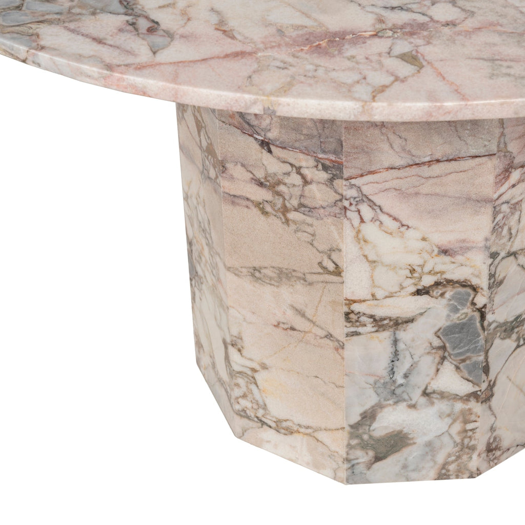 Table à manger Statement Stone Drum avec plateau en travertin ou en marbre pour salle à manger