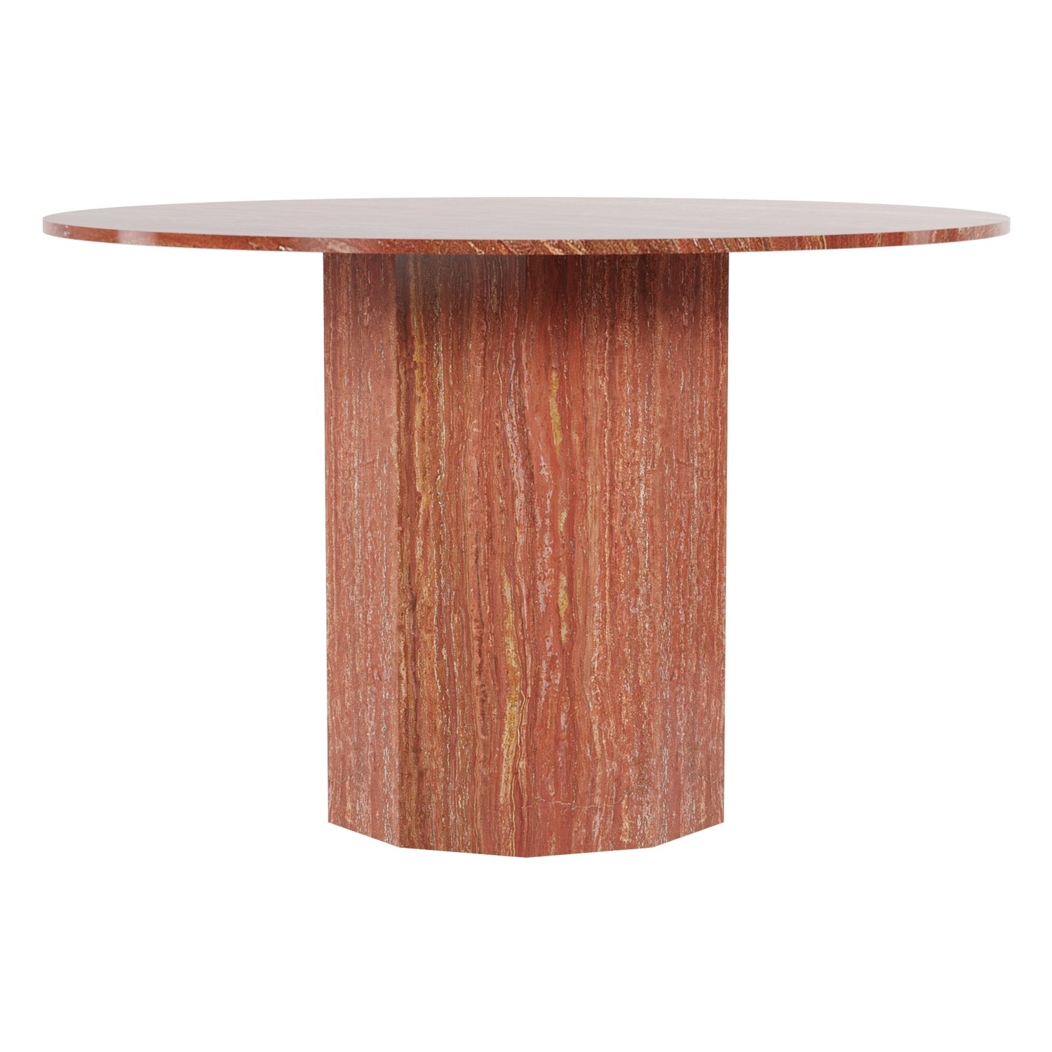 Table à manger Statement Stone Drum avec plateau en travertin ou en marbre pour salle à manger