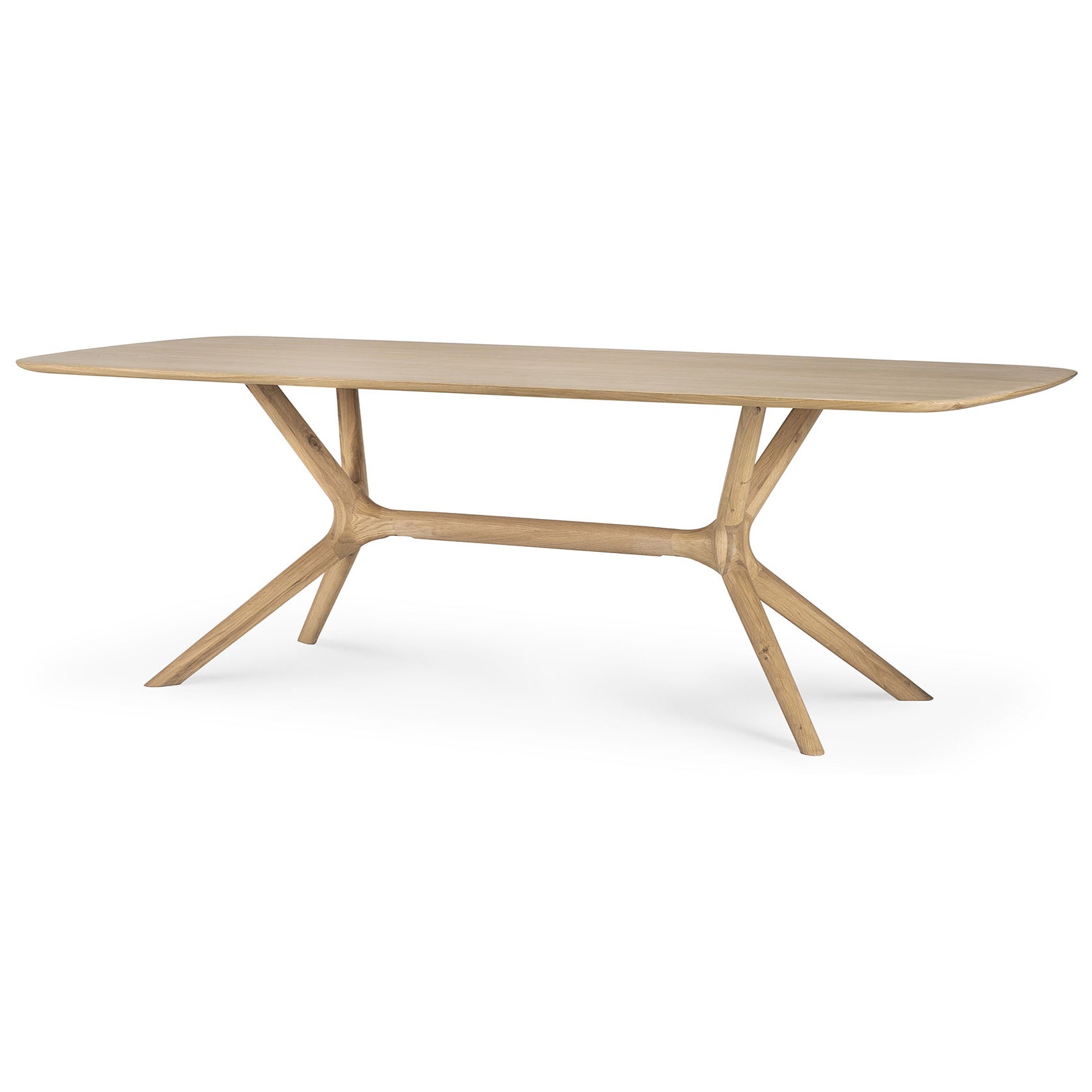 Table à manger minimaliste en chêne massif avec structure pied-plateau intégrée pour salle à manger