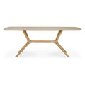 Table à manger minimaliste en chêne massif avec structure pied-plateau intégrée pour salle à manger