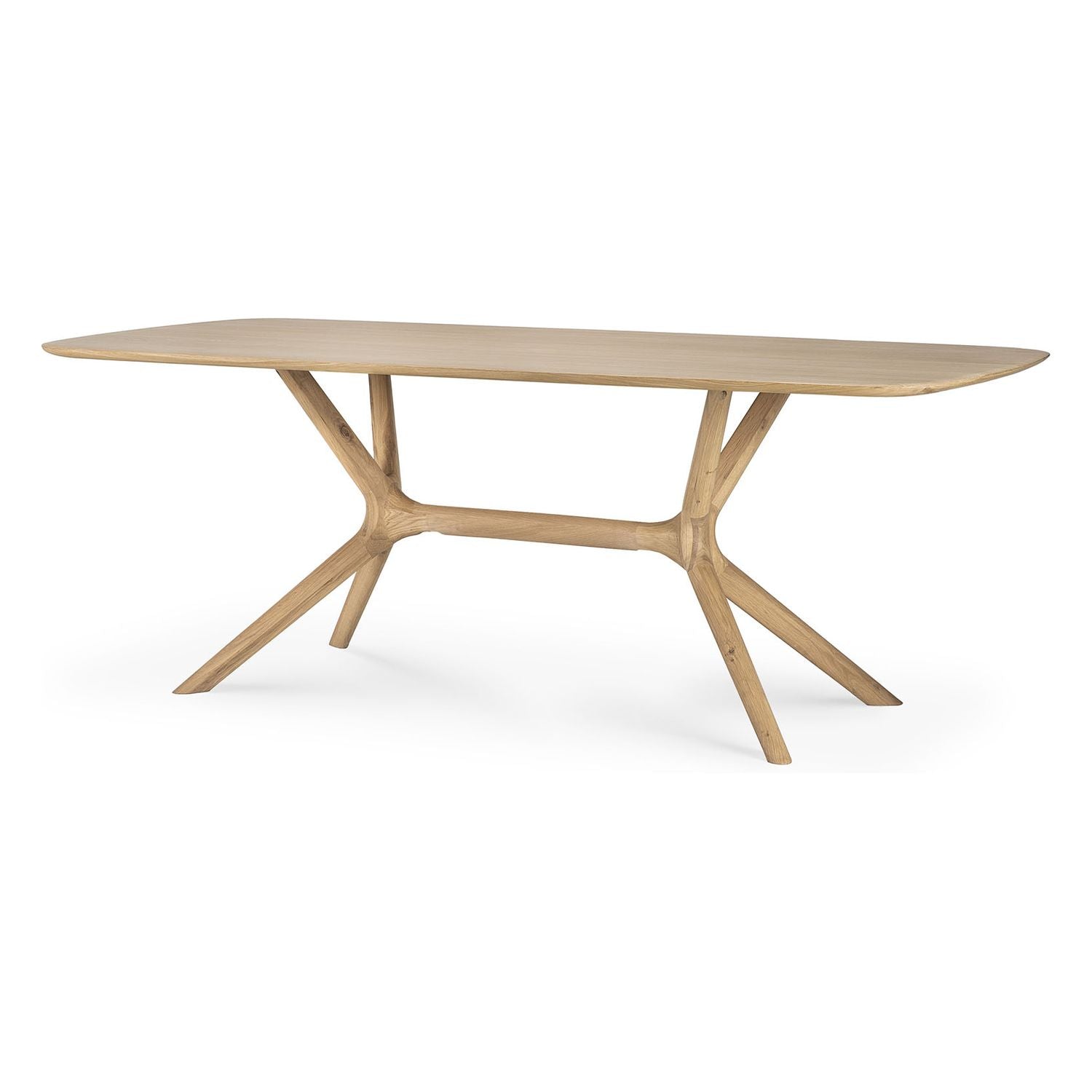 Table à manger minimaliste en chêne massif avec structure pied-plateau intégrée pour salle à manger